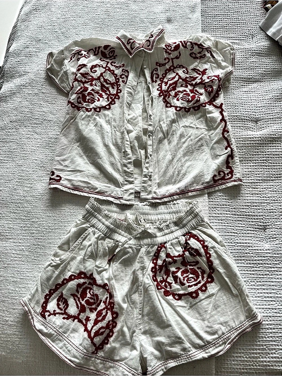 Free People Other - Free People Embroidered Matching Set in White & Red